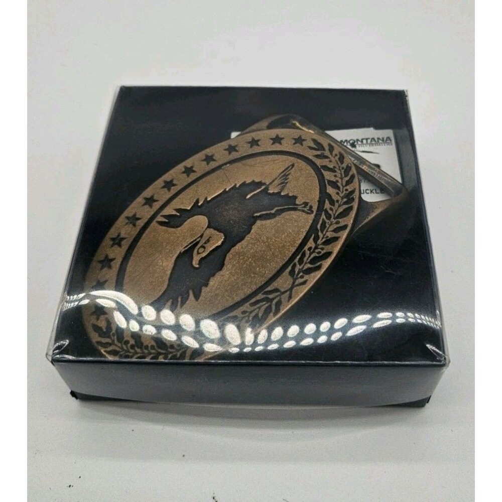 Bald Eagle Belt Buckle Stars Patriotic Americana Brass